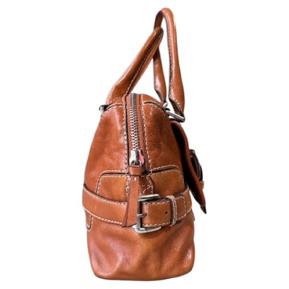 Vintage 90's Michael Kors Leather Tan Saddlebag with Silver Buckles - Picture 4 of 16